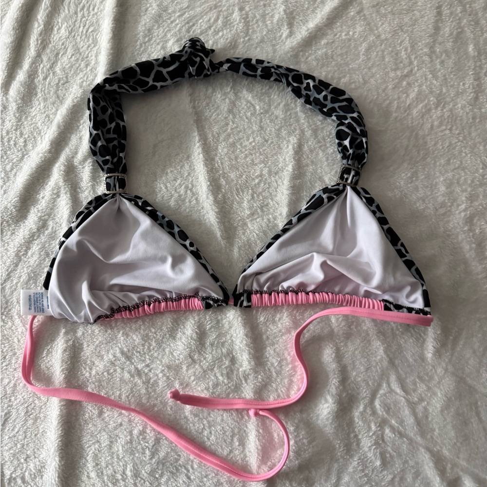 Venus Grey Black Animal Print Pink Silver Accents Bikini Top Cup D Bottoms 4 - Picture 5 of 8